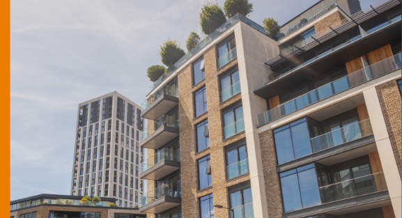 Modern mixed-use residential and commercial buildings in the Chelsea Harbour area of West London.